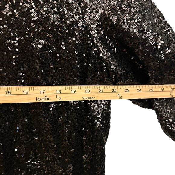 Torrid Black Sequin V-Neck 3/4 Sleeve Midi Shift Dress Fancy Party 2 (18/20) - Picture 4 of 6